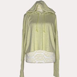 Nike Dri Fit Womens Luxe Yoga Limelight Hoodie Top Shirt Crop Green S